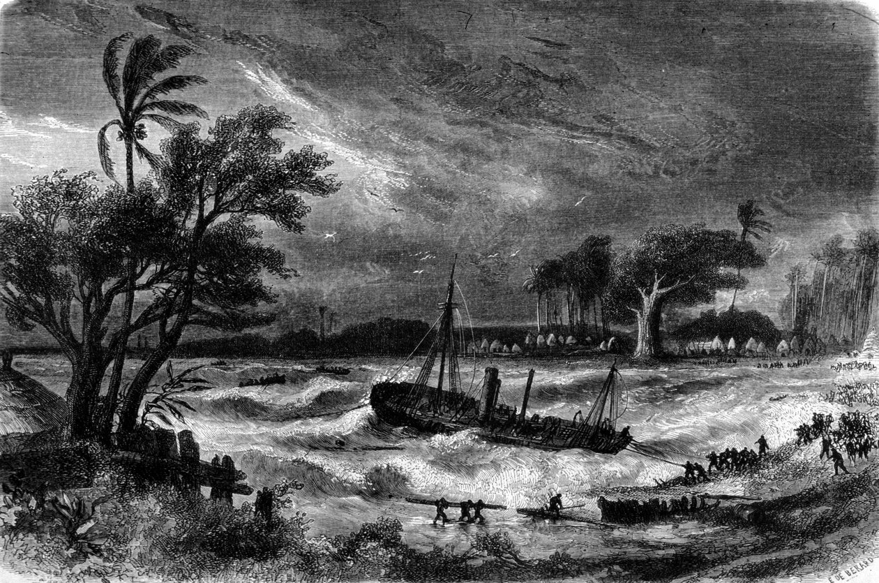 Vuorovesi-aalto Rufisquessa (Senegal) 1700-luvulla. tekijältä Unknown artist