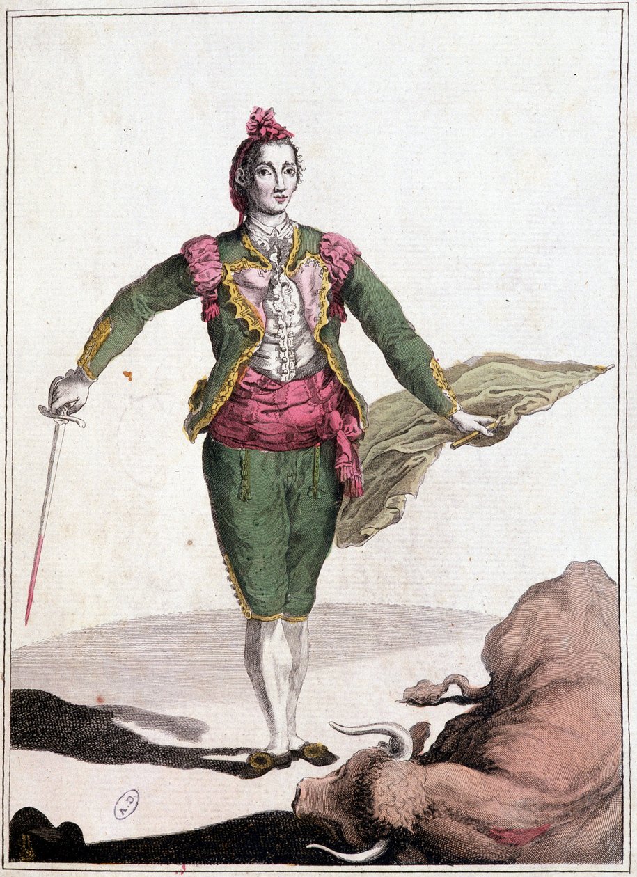 Toreador-asu, kuuluisa Joaquin Costillares, kaadettuaan härän vuonna 1825. tekijältä Unknown artist