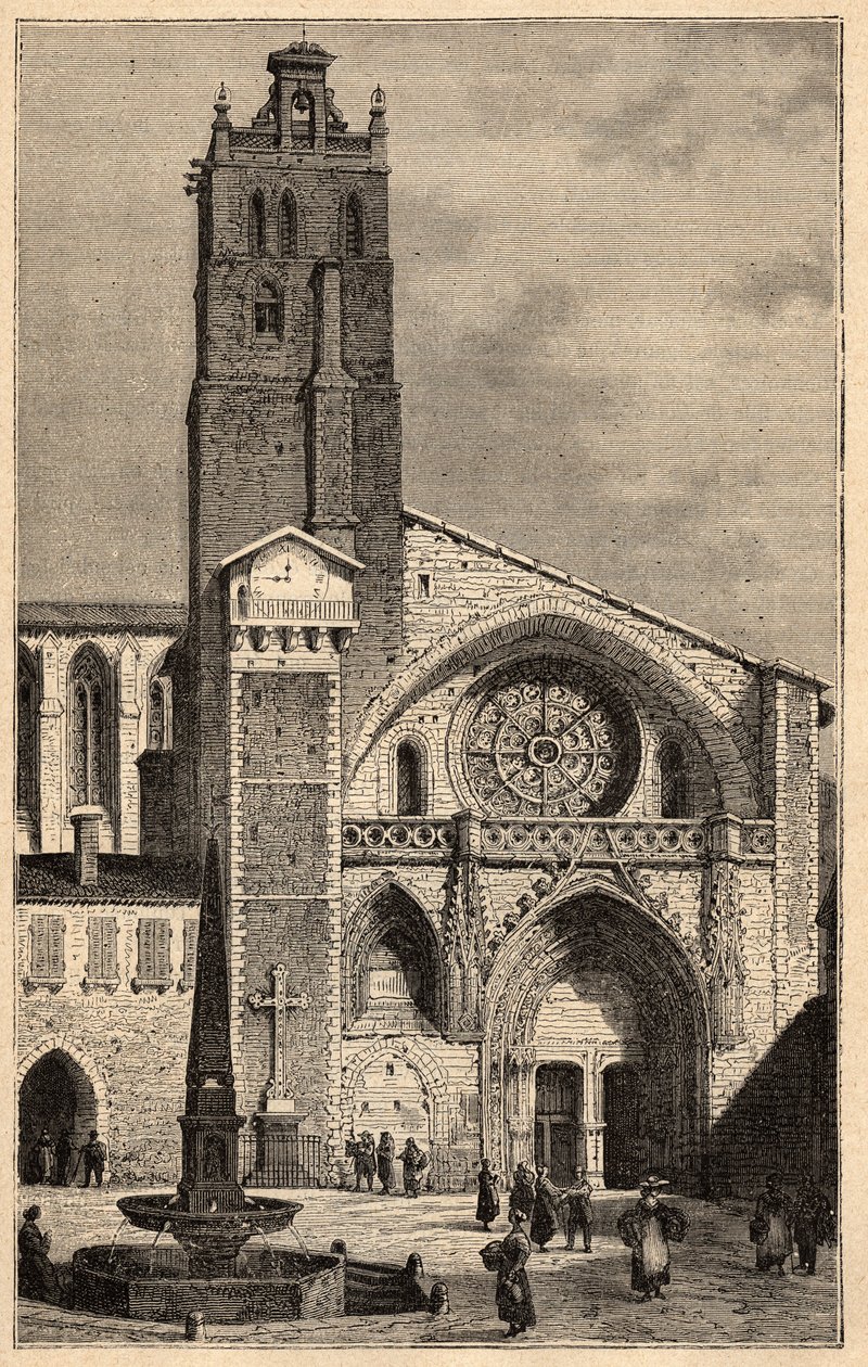 Toulousen katedraali - Cathedrale Saint-Etienne de Toulouse - (Saint Etienne) kaiverrus kirjaimella "" PATRIE" - PECTUREQUIREQUE RANSKAN KUVAUS 6 OSASSA, LUCIEN HUARD - 1800-luvun loppu tekijältä Unknown artist