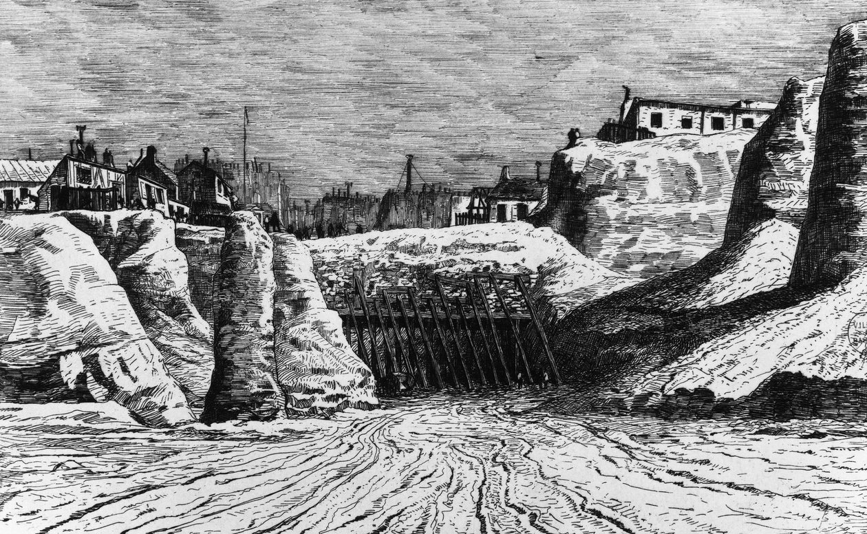Pariisin transformaatiot toisen imperiumin alaisina, Haussmann Paris: pienen Puolan tuhoaminen Boulevard Malesherbes -kadun rakentamiseksi, Bibl. historiallinen kaupunki Pariisi tekijältä Unknown artist