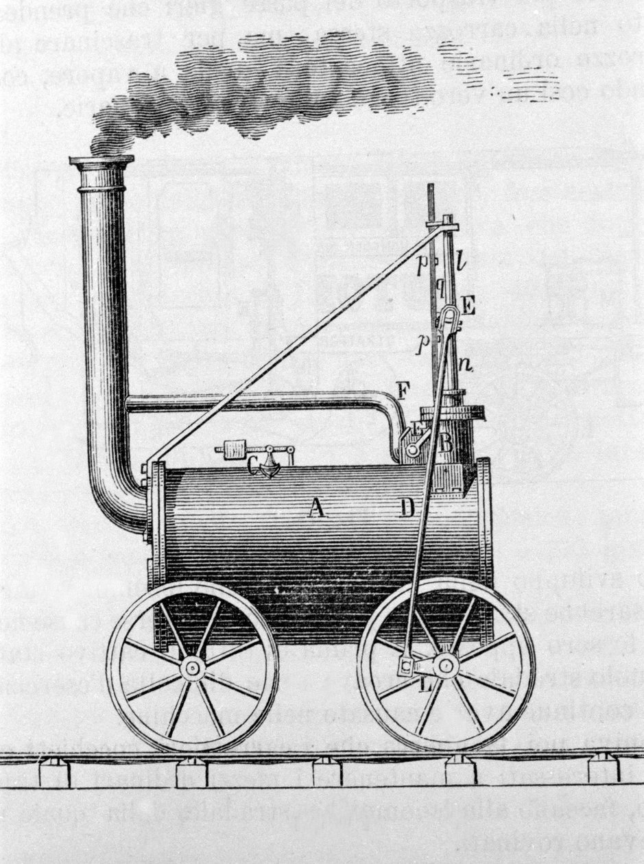 Trevithick-veturi. 1800-luvun kaiverrus. tekijältä Unknown artist