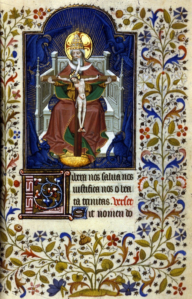 Kolminaisuus. Miniatyyri, 1400-luvun alku. Bibl. Trivulziana, Milano. tekijältä Unknown artist