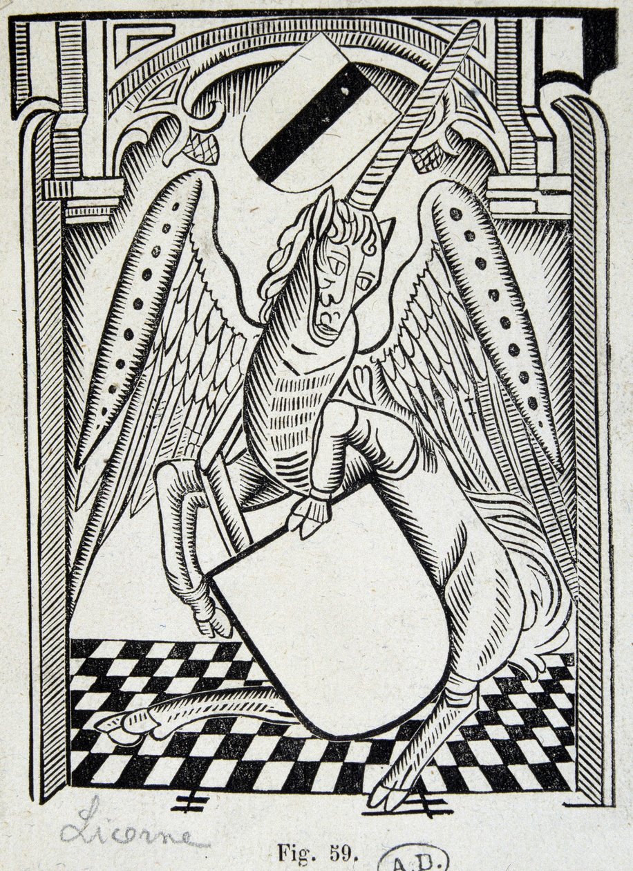 Yksisarvinen - kaiverrus 1400-luvulta tekijältä Unknown artist