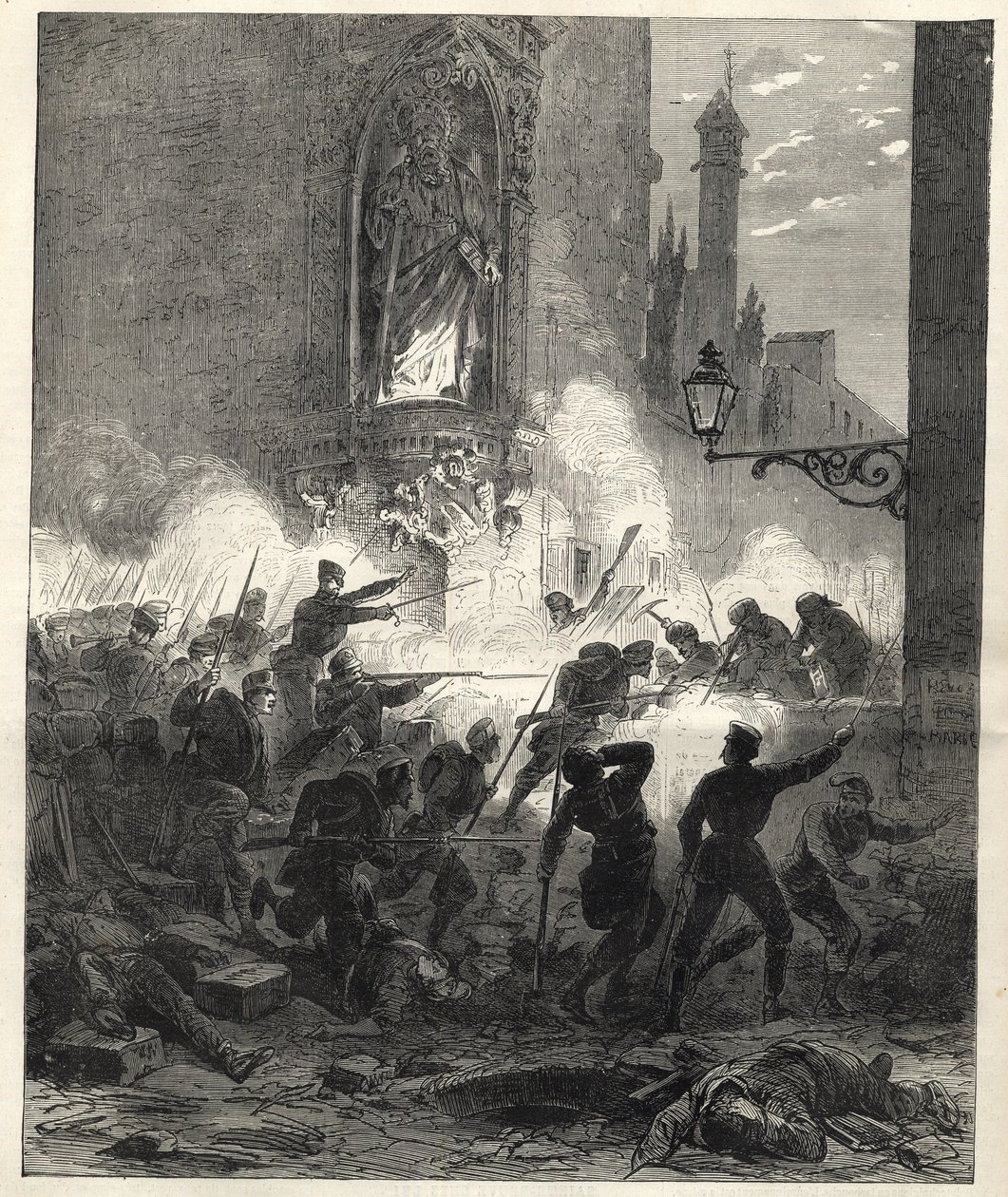 Republikaanien kapina Kataloniassa: taistelut Barcelonassa yöllä 25. ja 26. syyskuuta 1869 - Sexenio Democratico (kuusi vuotta demokratiaa) - Espanja kenraali Francisco Serranosin hallinnassa 1869/1870 - Republikaanien kapina Kataloniassa: baari tekijältä Unknown artist