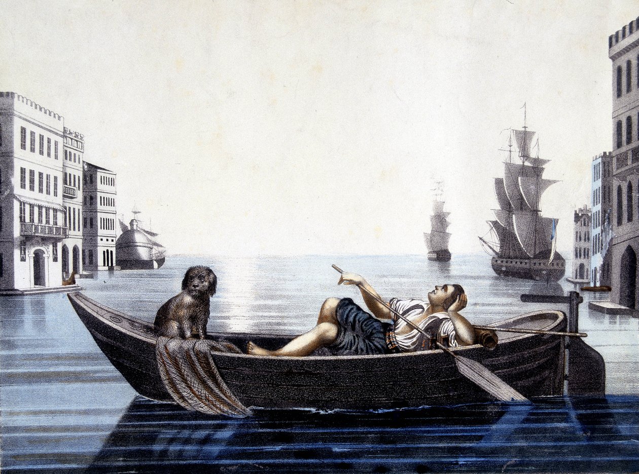 Venetsia, aamulla. 1800-luvun kaiverrus. tekijältä Unknown artist
