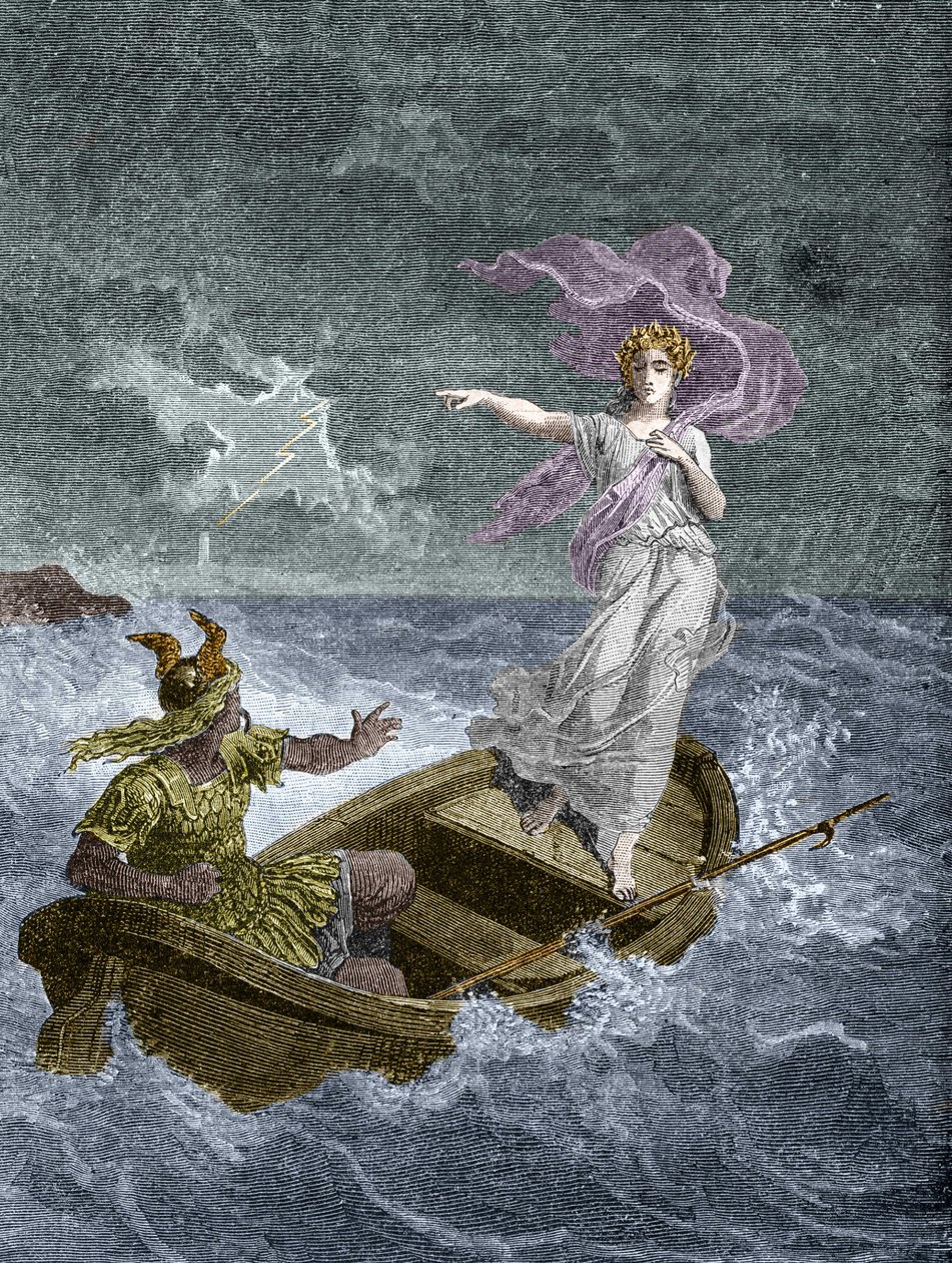 Vercingetorix ja Druidess. Teoksessa "Yliluonnollisen maailman taikuuden historia ja kuolevuus ajan ja kansojen kautta", Furne Jouvet et et Cie, toimittajat (1880). tekijältä Unknown artist