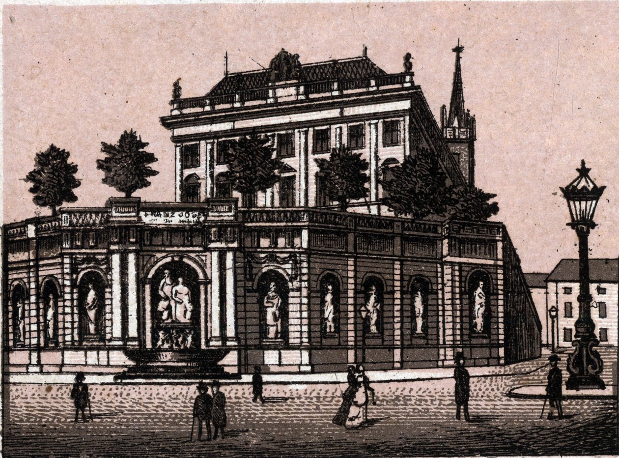 Wien, Itävalta: näkymä suihkulähteelle Francois Joseph (Francois-Joseph) (Francis Josephin suihkulähde Wienissä). kirjassa "" Maailma havainnollistaa 168 näkymää"" Päiväämätön (1800-luvun loppu) tekijältä Unknown artist