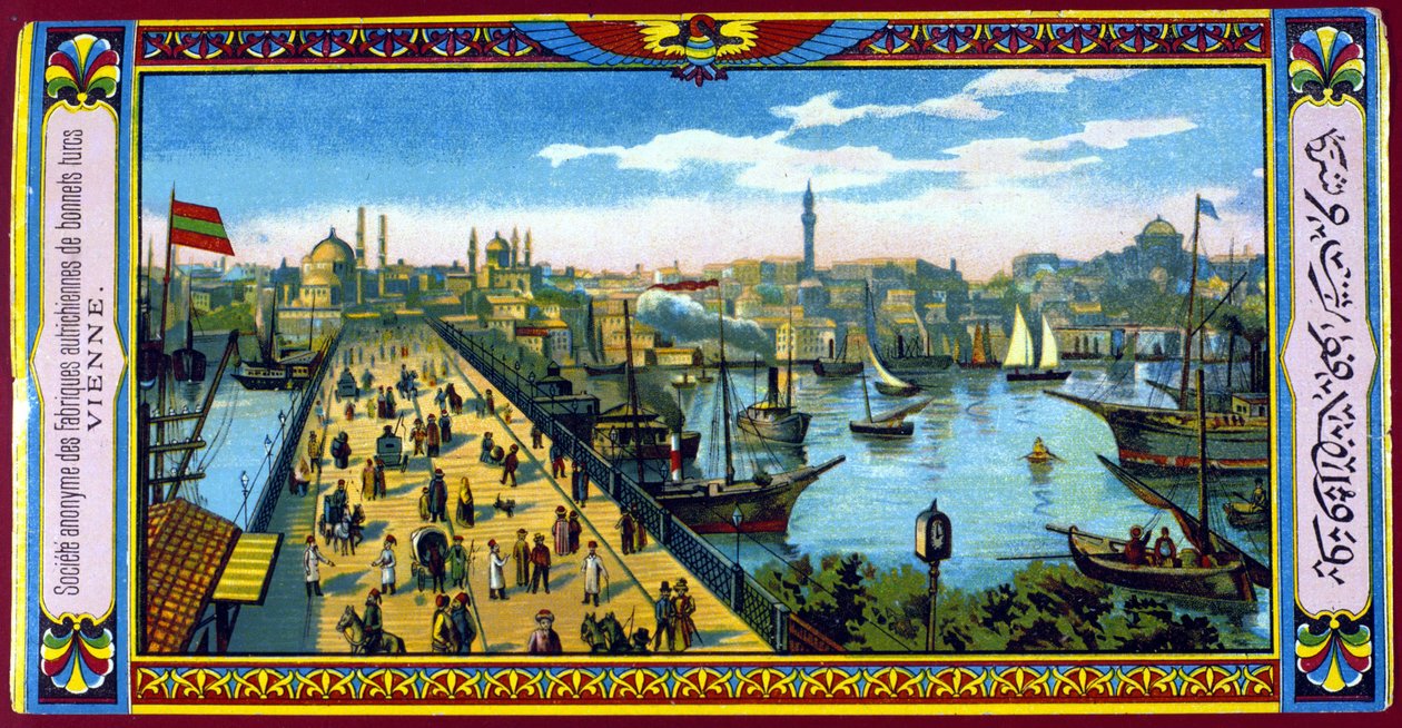 Näkymä Galatan sillalle, Konstantinopoli, Turkki. 1800-luvun loppu. tekijältä Unknown artist