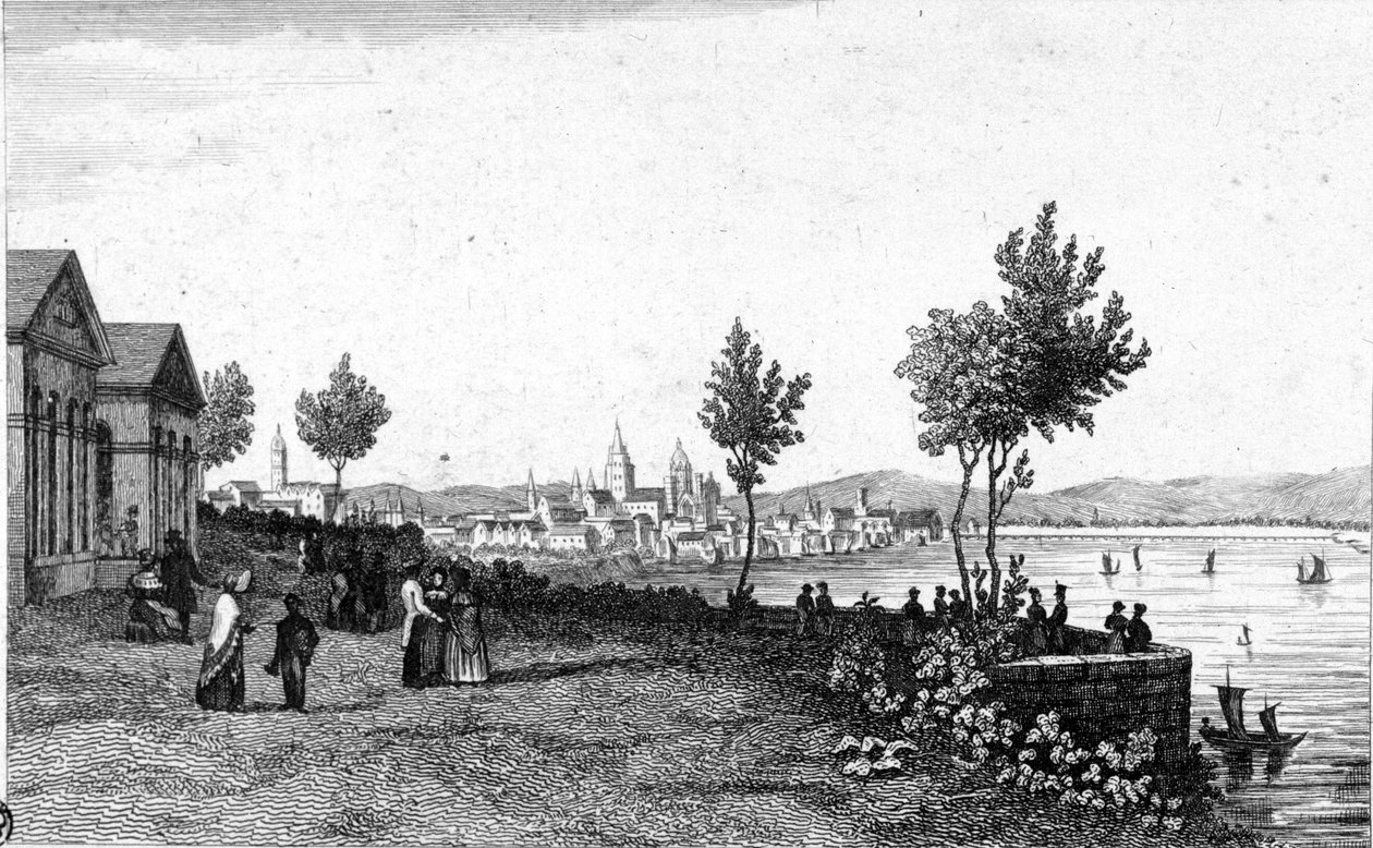 Näkymä Mainziin Saksassa ja Reinille noin 1830. tekijältä Unknown artist