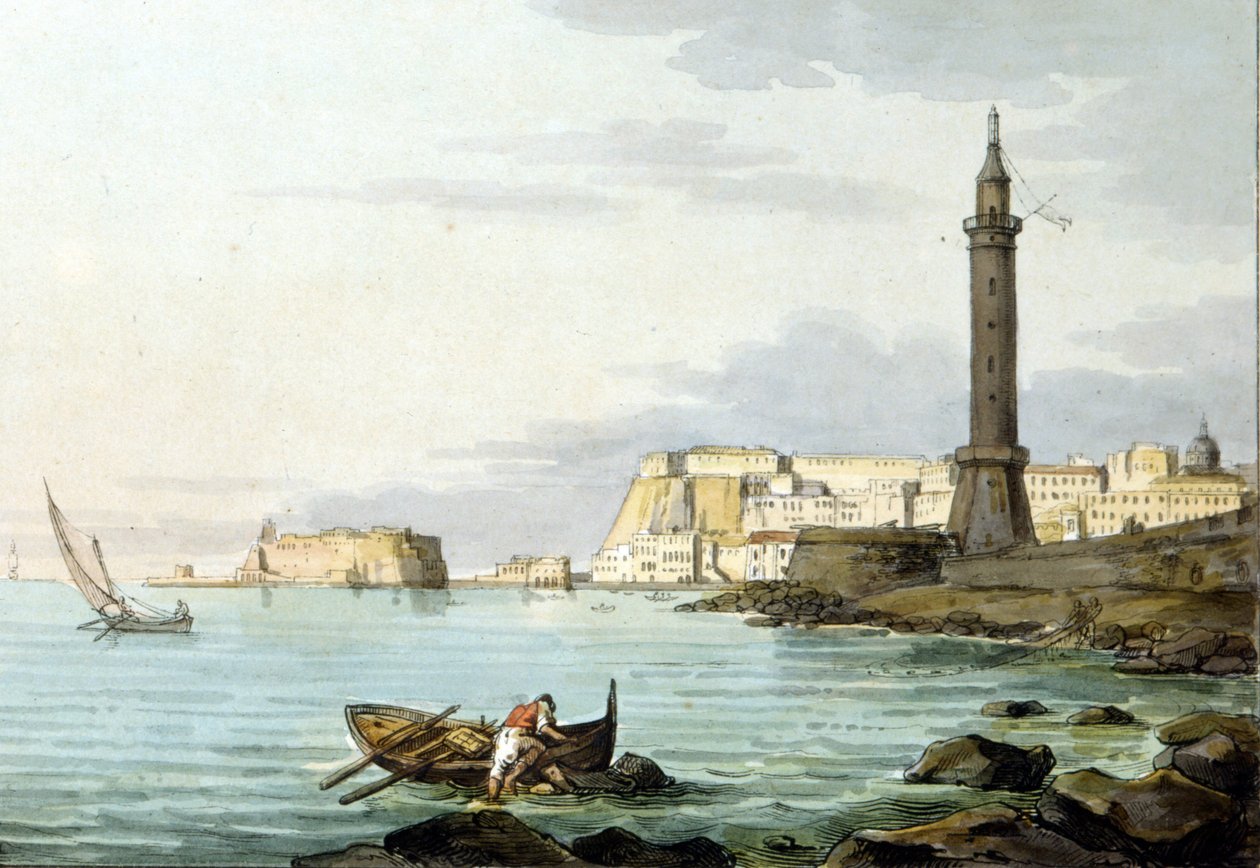 Näkymä Napoliin satamasta. Vasemmalla seisoo Castel dell