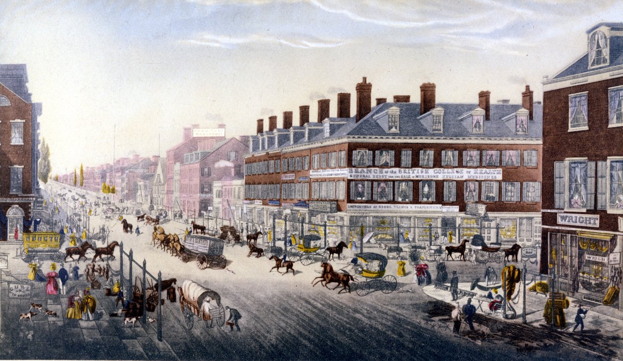 Näkymä New Yorkista: Broadway. Kaiverrus vuodelta 1840. tekijältä Unknown artist