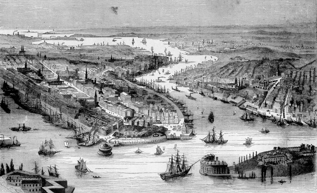 Näkymä New Yorkista noin 1840. tekijältä Unknown artist