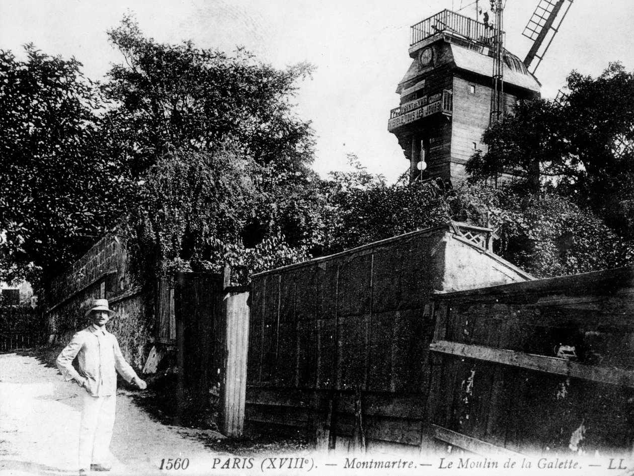 Näkymä Pariisista: Le Moulin de la Galette, Montmartren alue tekijältä Unknown artist