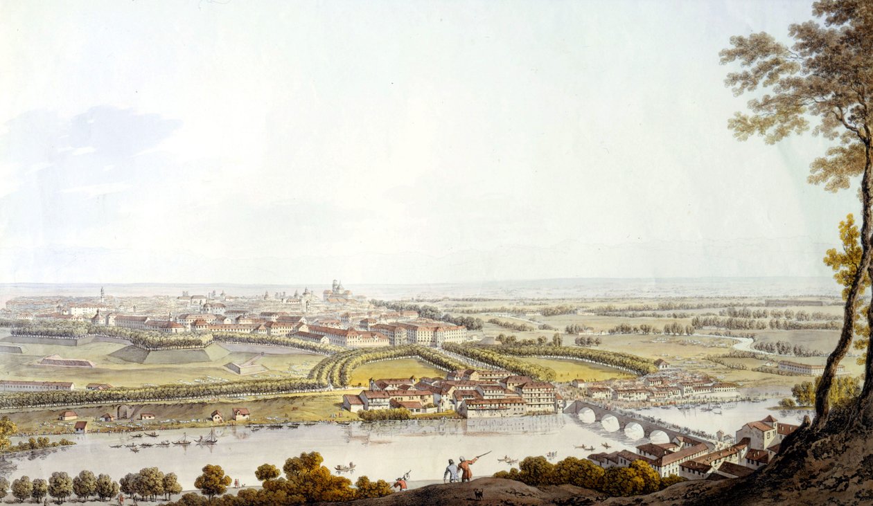 Näkymä Torinoon. Kaiverrus 1810. tekijältä Unknown artist