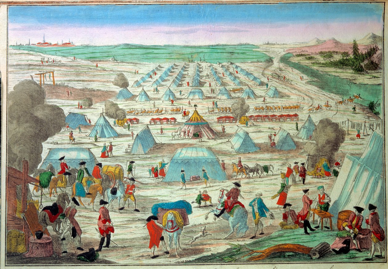 Näkymä sotilasleiristä Preussissa Kaiverrus 1800-luvun Pariisista, Armee-museo tekijältä Unknown artist