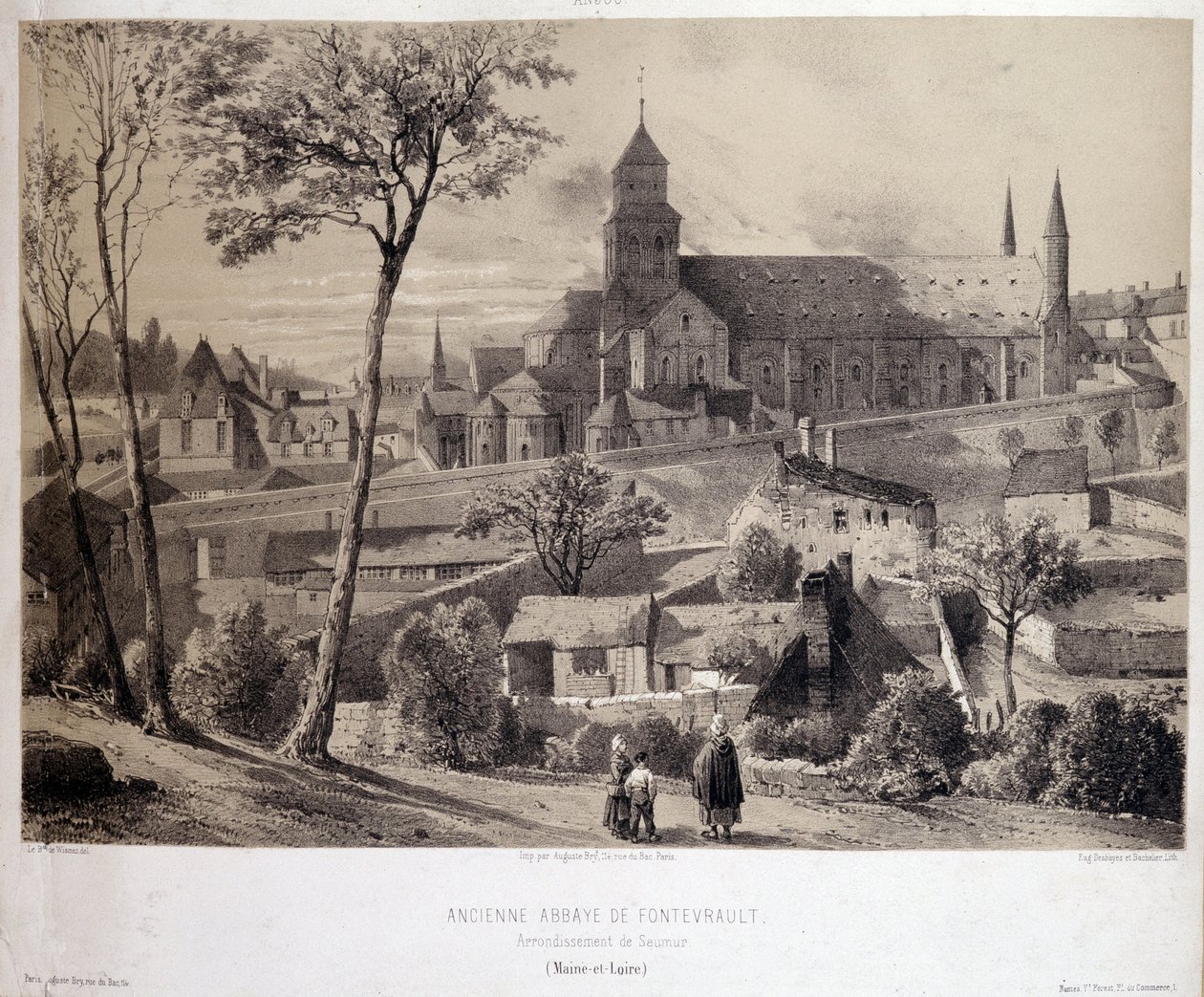 Näkymä Fontevraultin luostarille (Fontevraud) lähellä Saumuria tekijältä Unknown artist