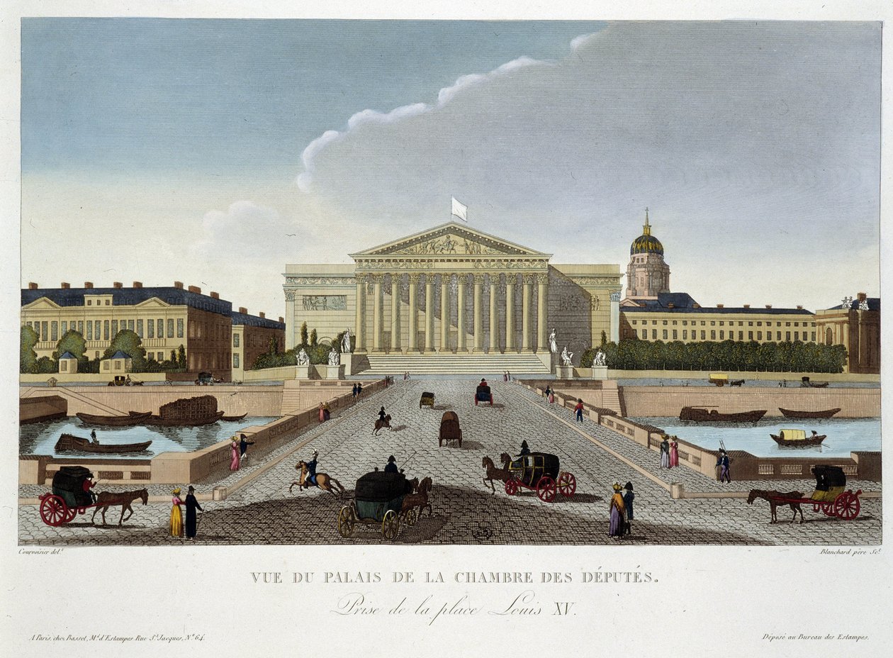 Näkymä edustajainhuoneen palatsista - Courvoisierin "" Näkymät Pariisiin" -osassa tekijältä Unknown artist