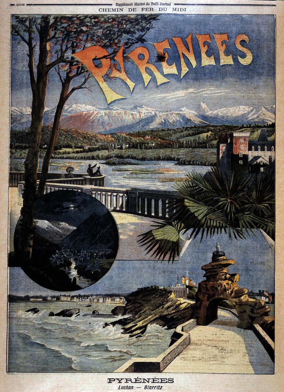 Näkymä Pyreneillä: Luchon ja Biarritz, "" Le Petite Journal"", 1800-luvun loppu tekijältä Unknown artist