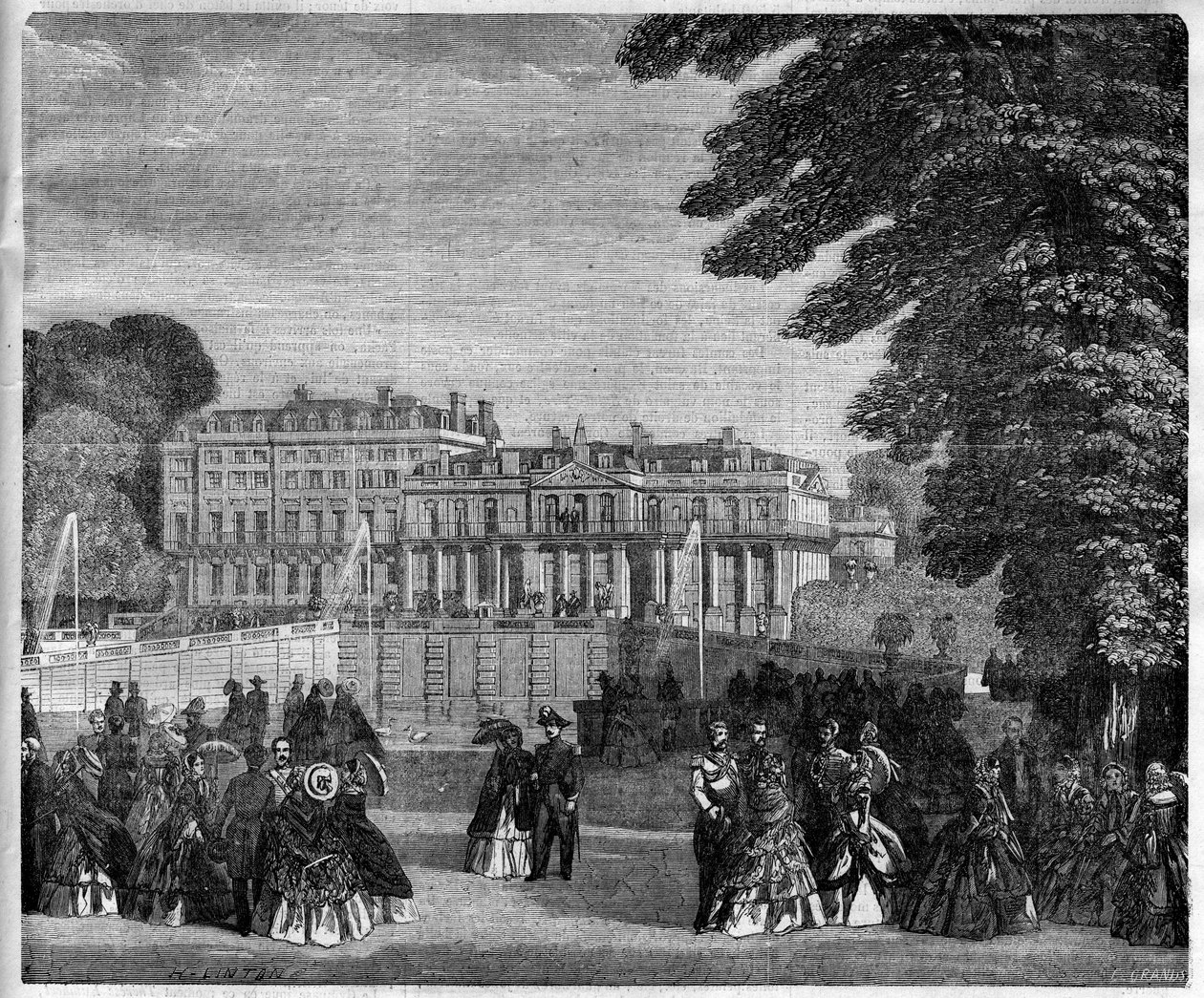 Näkymä Saint Cloud Palacesta (Saint Cloud) vuonna 1868 tekijältä Unknown artist