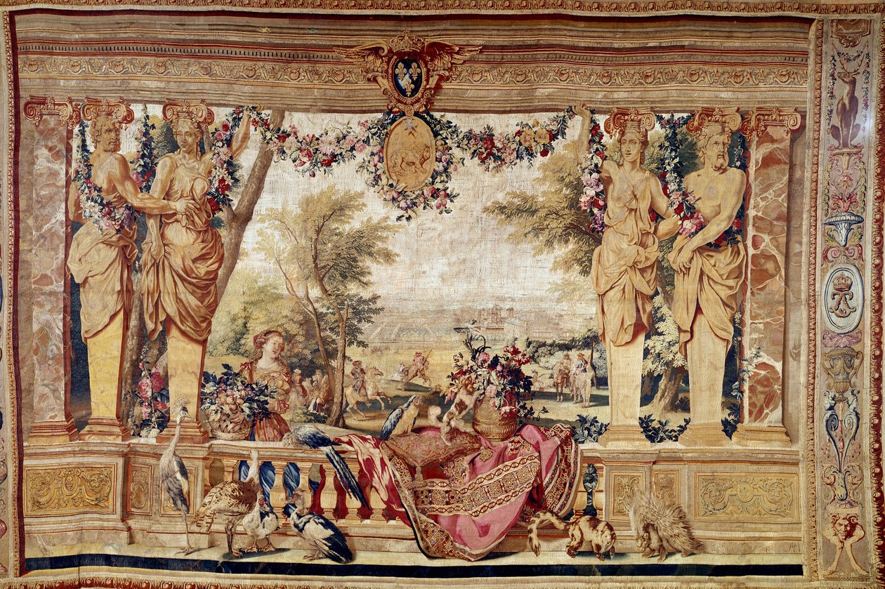 Näkymä Vincennesin linnalle. 1600-luvun kuvakudos. Pariisi, kansalliset huonekalut tekijältä Unknown artist