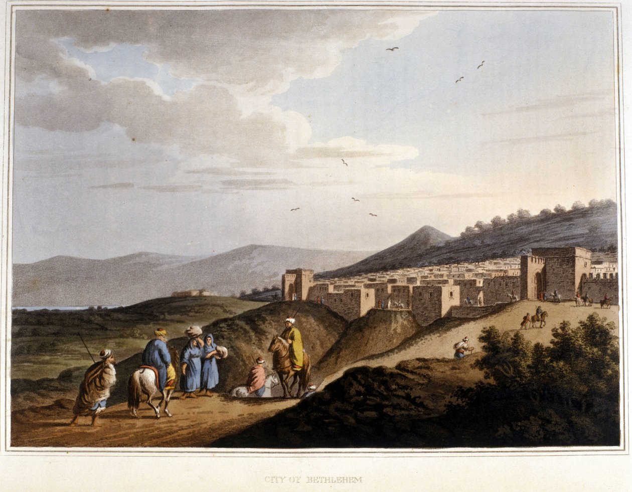 Näkymä Betlehemin kaupunkiin Länsirannalla. Linnoituksia. 1800-luvulla. tekijältä Unknown artist