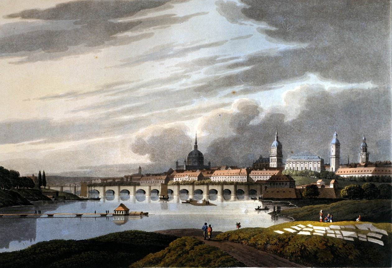 Näkymä Dresdenin kaupunkiin Saksassa. 1815. tekijältä Unknown artist