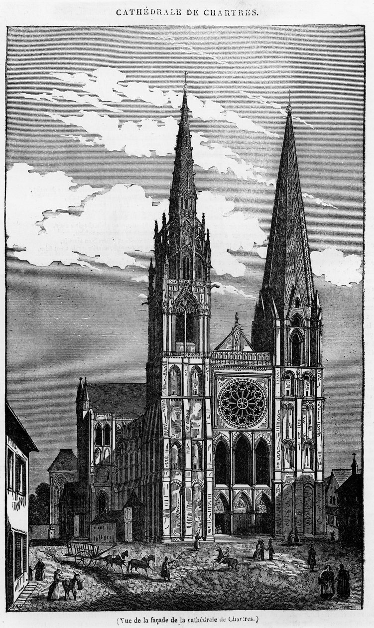 Näkymä Cathedrale de Chartresin julkisivusta (28) - "Maalauksellisessa kaupassa", heinäkuu 1836. tekijältä Unknown artist