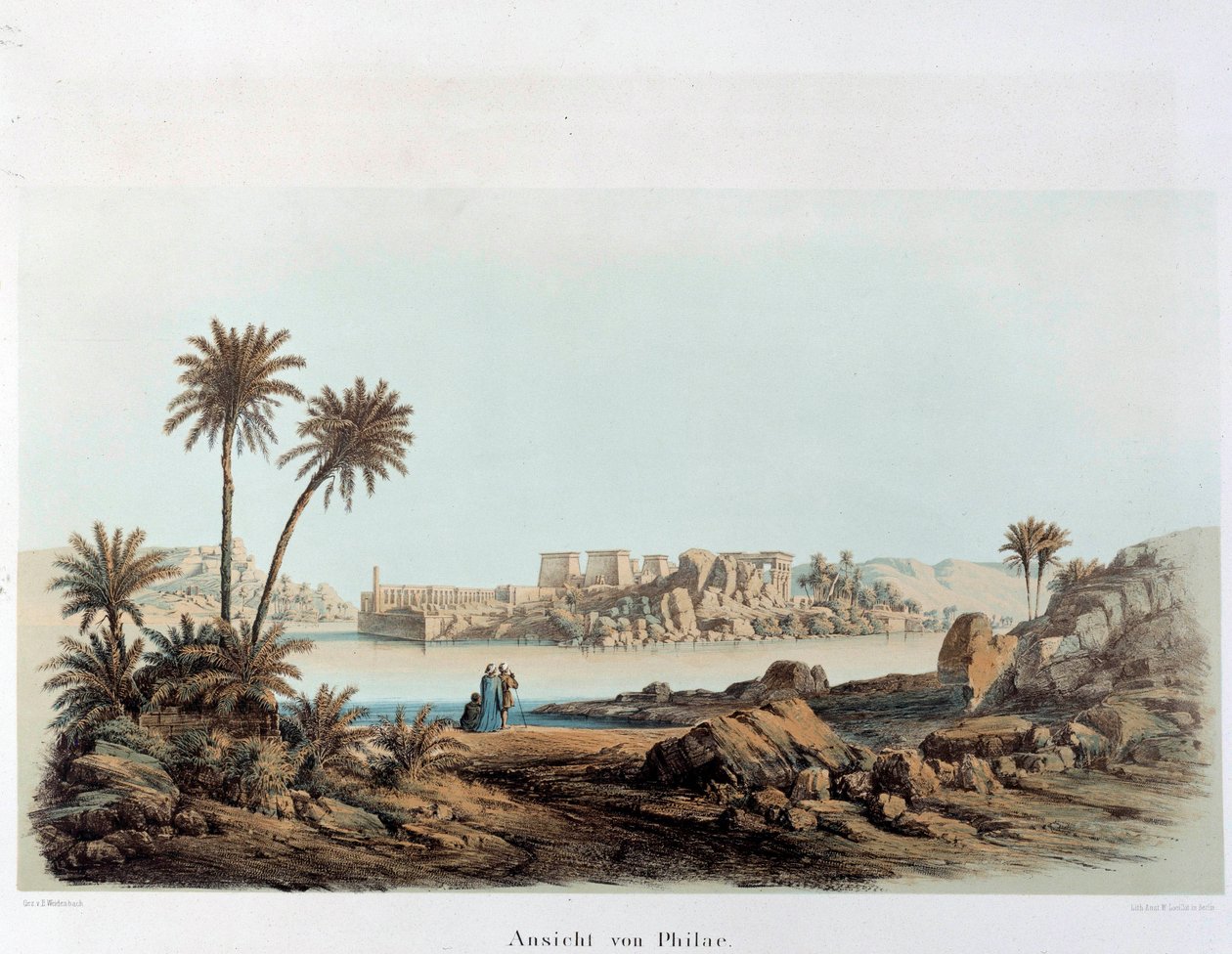 Näkymä Philaen saarelle Egyptissä. 1800-luvun Pariisi, Ranskan korkeakoulu tekijältä Unknown artist