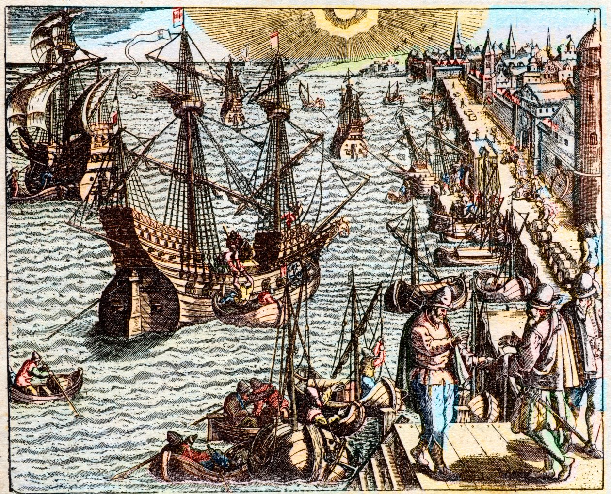 Näkymä Lissabonin satamasta 1500-luvulla - tekijältä Unknown artist