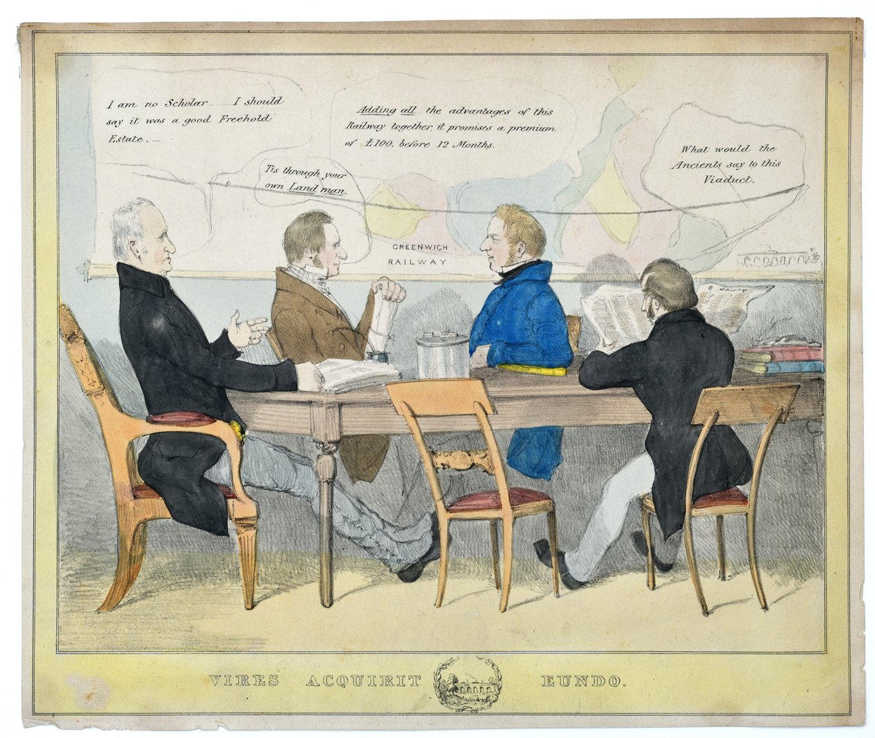 Vires Acquirit Eundo (Koraamme voimia matkallamme), n. 1835 (käsin värillinen litografia paperille) tekijältä Unknown artist