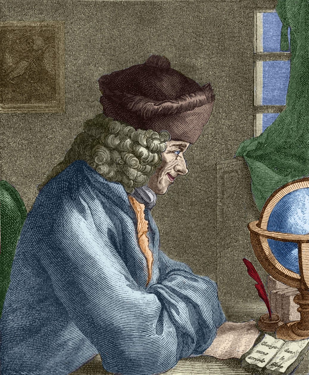 Voltaire (1694-1778) toimistossaan Vernayssa. tekijältä Unknown artist