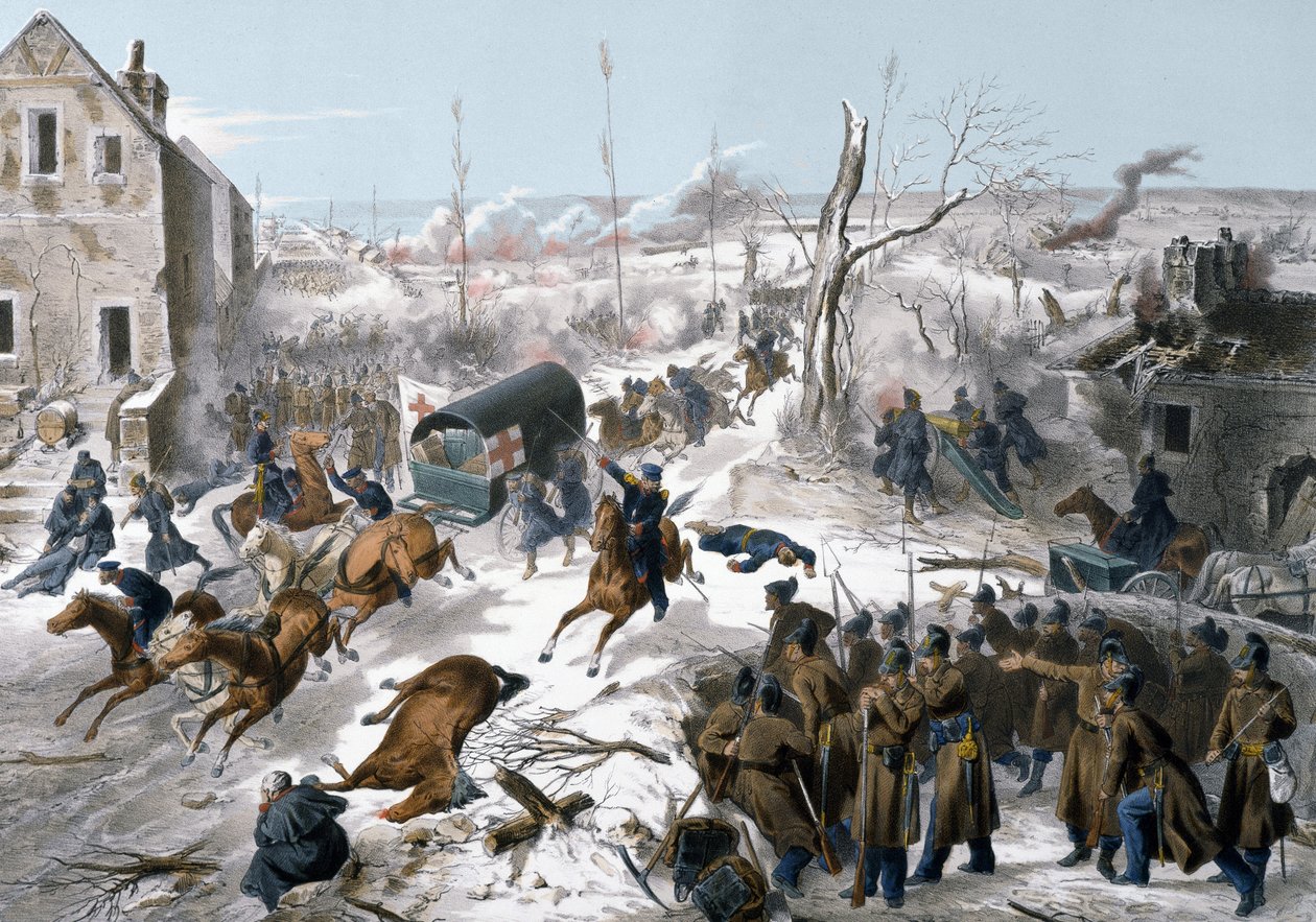 Sota 1870 Ranskan ja Preussin välillä: Punainen Risti Bapaumen taistelun aikana Pas de Calais