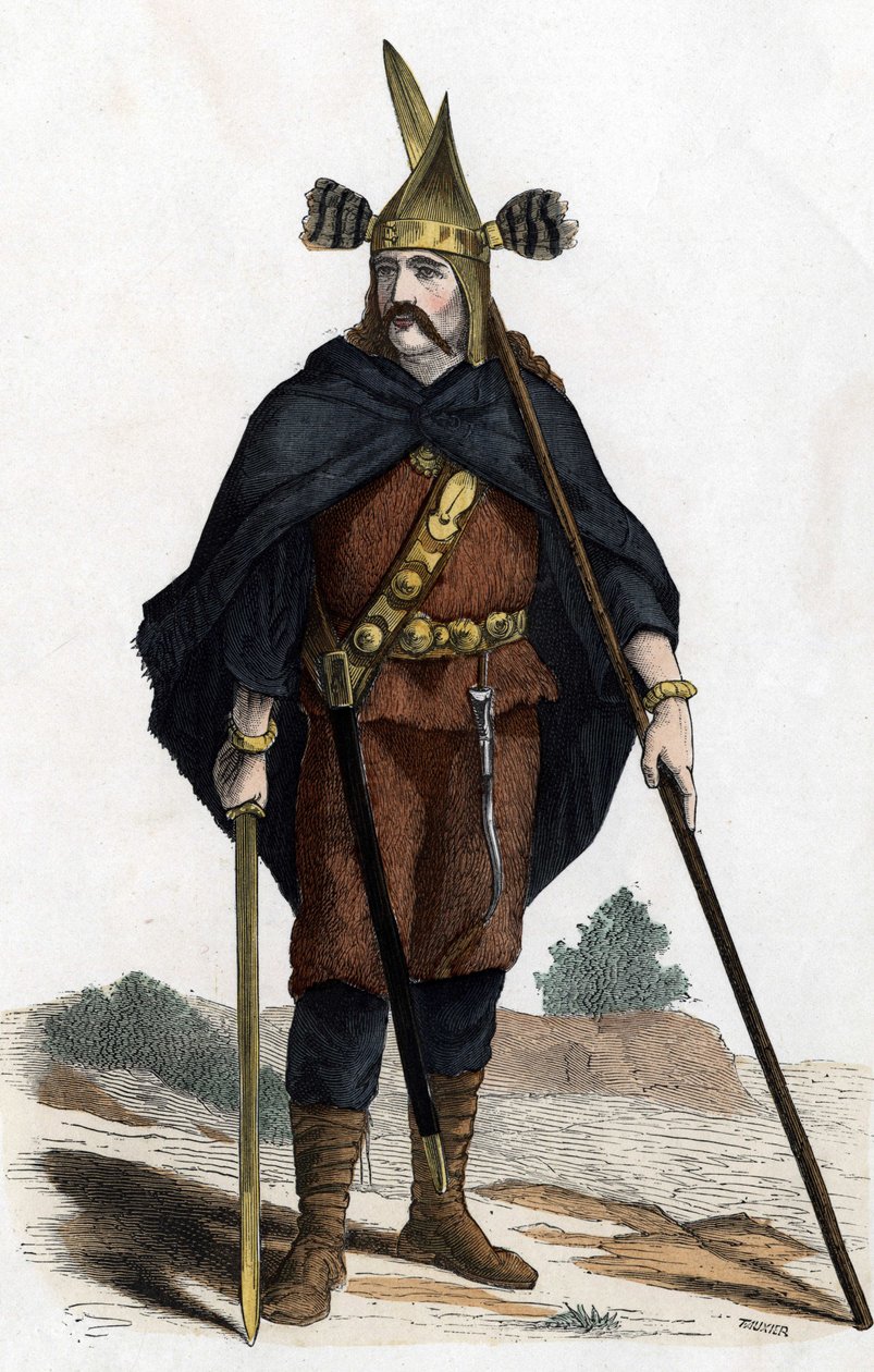 Soturi, pronssisten aseiden aika - "" Ranskan siviili- ja sotilasasuissa vuosisatojen ajan Paris F. Roy 1882 ". tekijältä Unknown artist