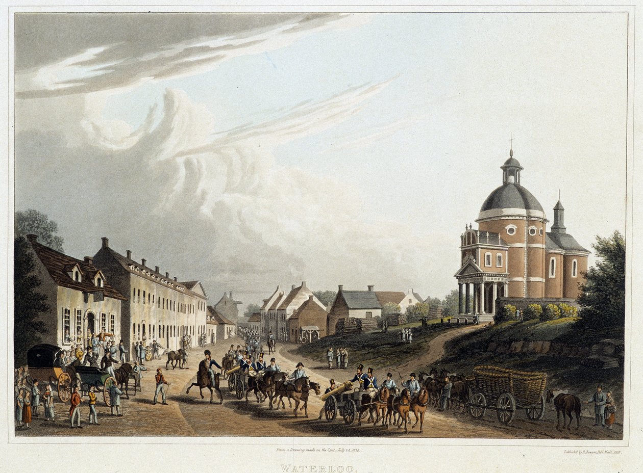 Waterloo: ranskalaisen kanuunan saattue edestä takaisin, 24. heinäkuuta tekijältä Unknown artist