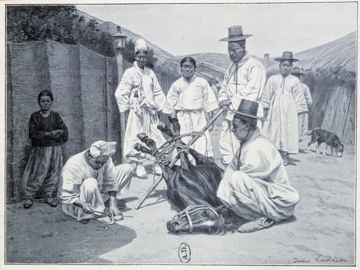 Tapa noutaa hevonen Koreassa - kaiverrus tekijältä Unknown artist
