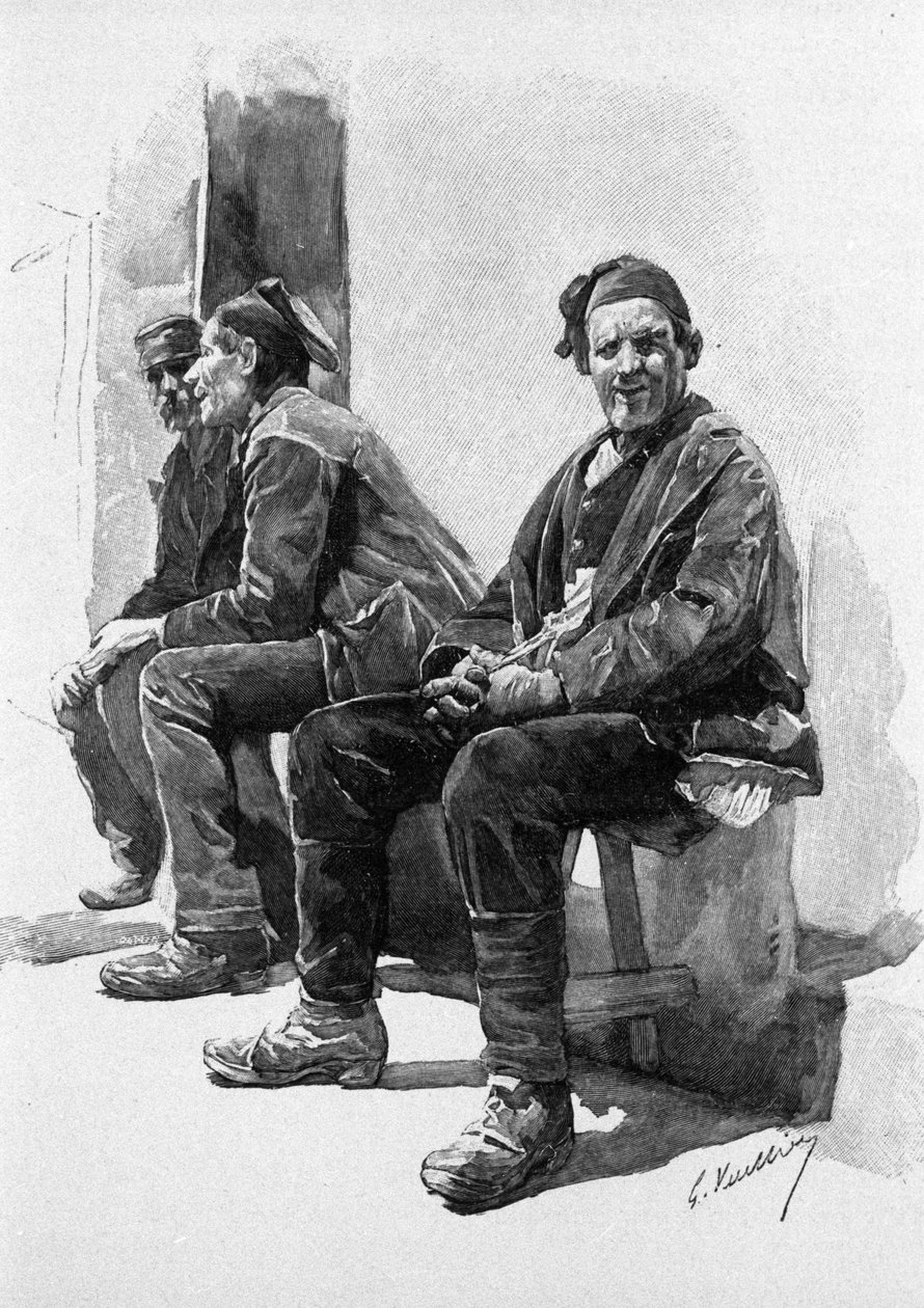 Sadonkorjuuaikaa odotellessa: talonpojat lepäävät. Sisilia 1800-luvun kaiverrus tekijältä Unknown artist