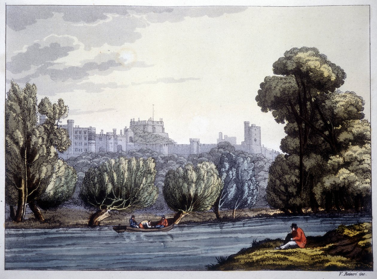 Windsorin linna Thamesilla. tekijältä Unknown artist