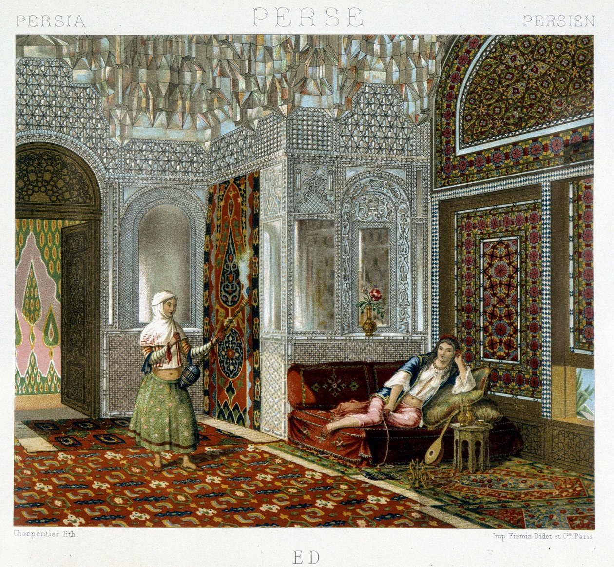 Naiset olohuoneessa Persiassa - Racinetin "" Historiallisessa puvussa"" tekijältä Unknown artist