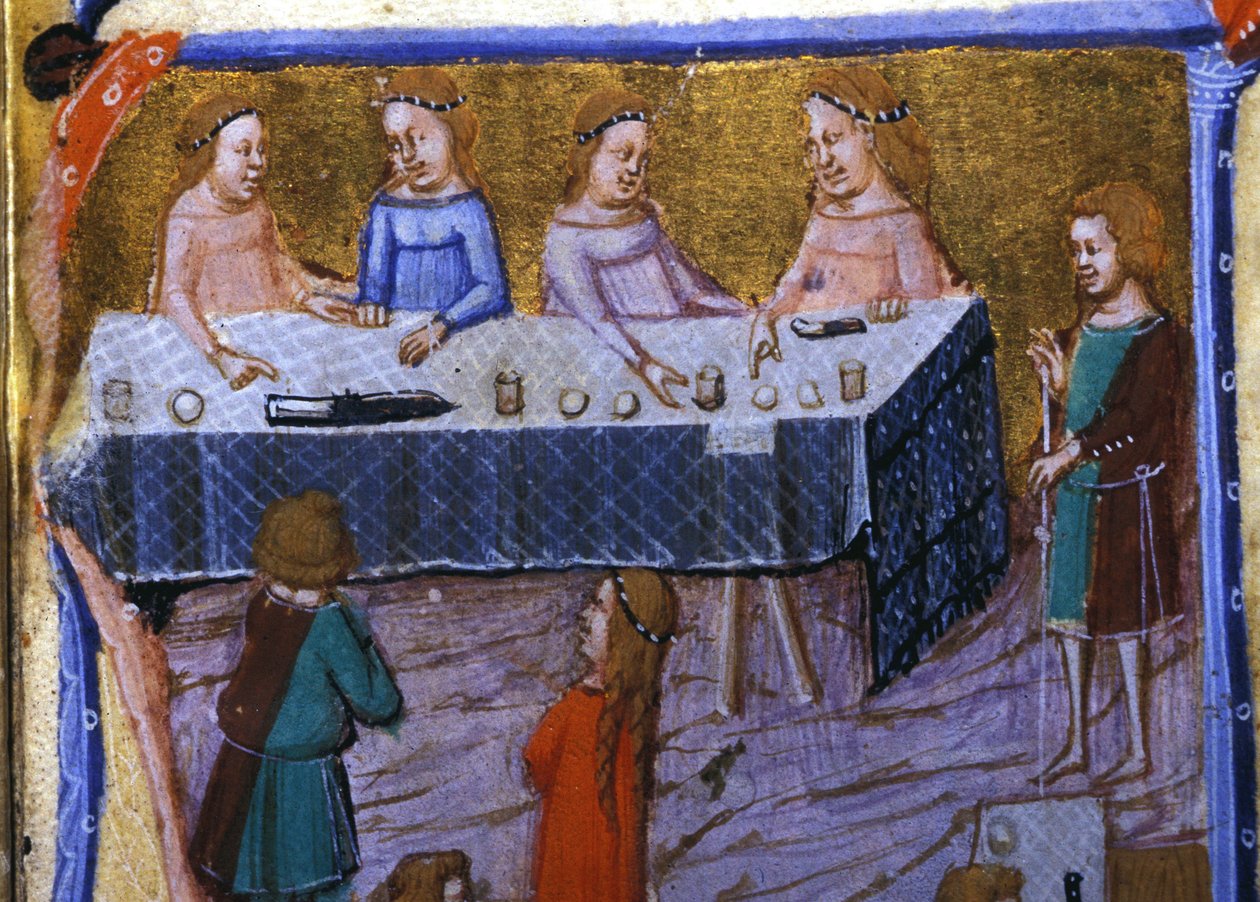 Naisten juhlat. Miniatyyri 1200-luvun käsikirjoituksesta. tekijältä Unknown artist