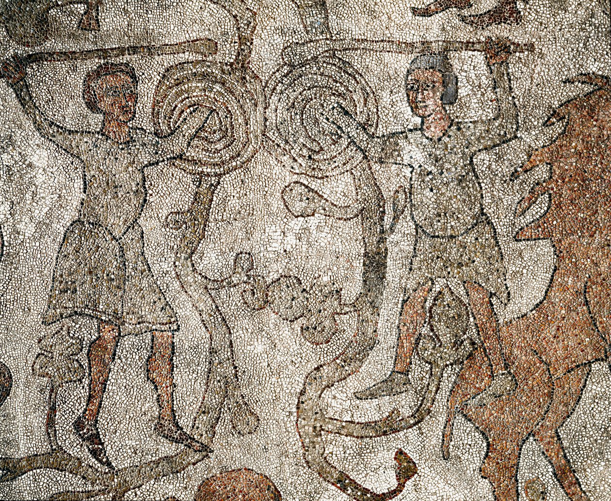 Painijat, kristinuskon symboli. Pantaleonen (tai Pantaleonin) jalkakäytävä tekijältä Unknown artist