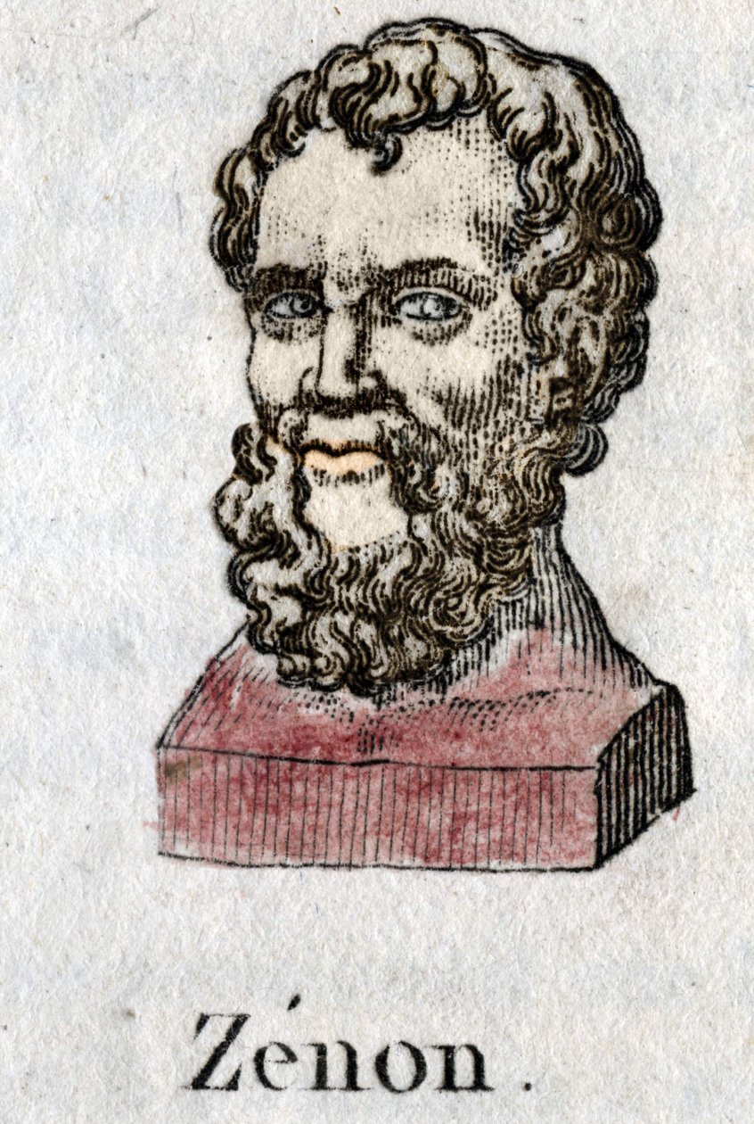 Zenon de Cition (jae 335 - jae 264 eKr.), kreikkalainen filosofi. kaiverrus vuodelta 1822. tekijältä Unknown artist