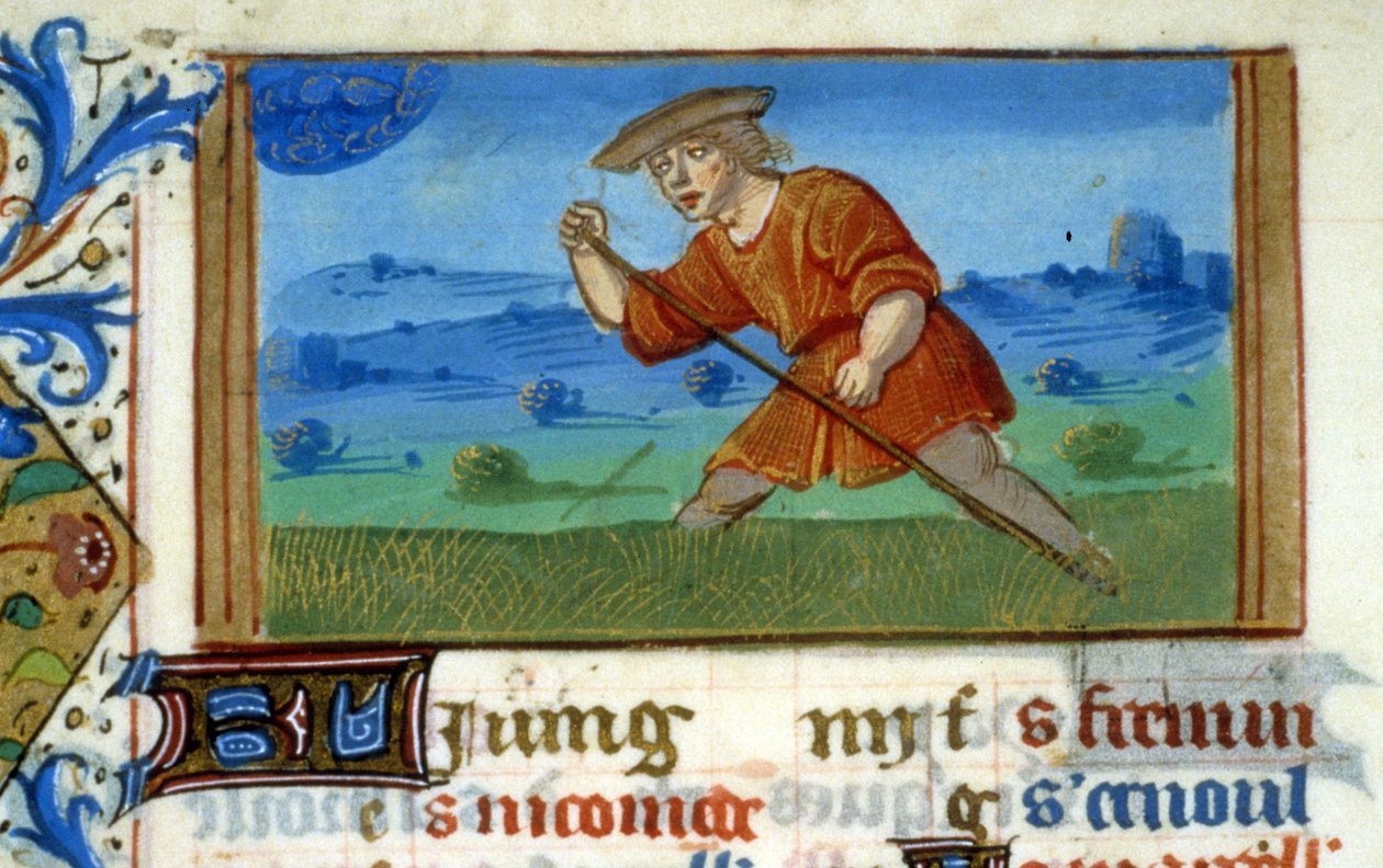Horoskooppisyöpä ja ruohonleikkuu - Keskiajan miniatyyri (viite 137, 048v): Lupapyyntö Toulousen kaupunginkirjastolta (puh: 05 62 27 66 66) tekijältä Unknown artist