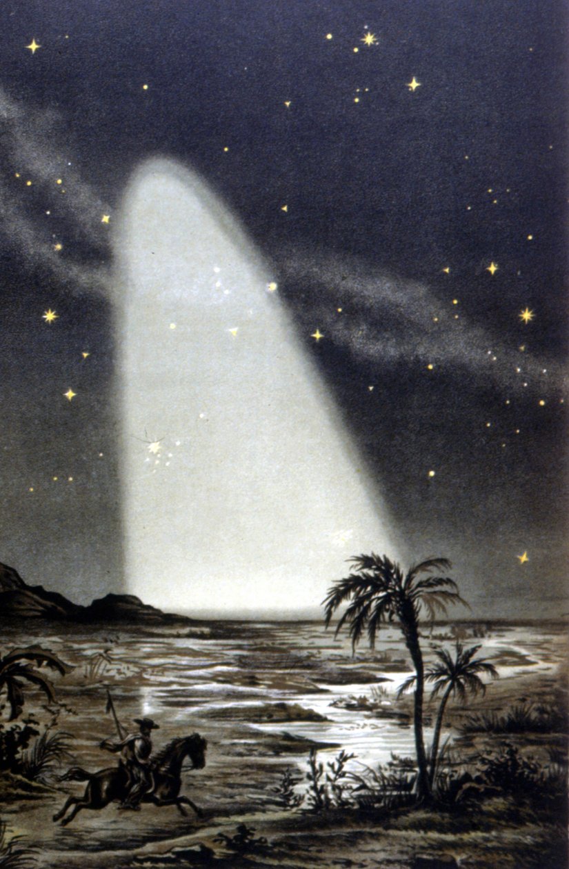 Horoskooppivaloilmiö Meksikon savannilla. 1800-luvun värilitografia. tekijältä Unknown artist