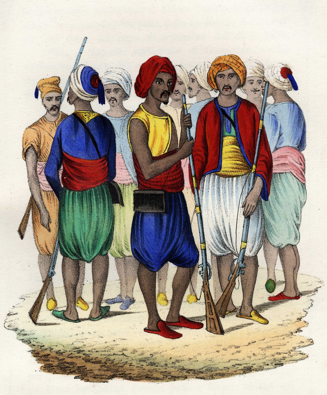 Zouaves, Afrikan ranskalaisen armeijan alkuperäiskansat, koulutetut vuonna 1830. Teoksessa ”” Storia d