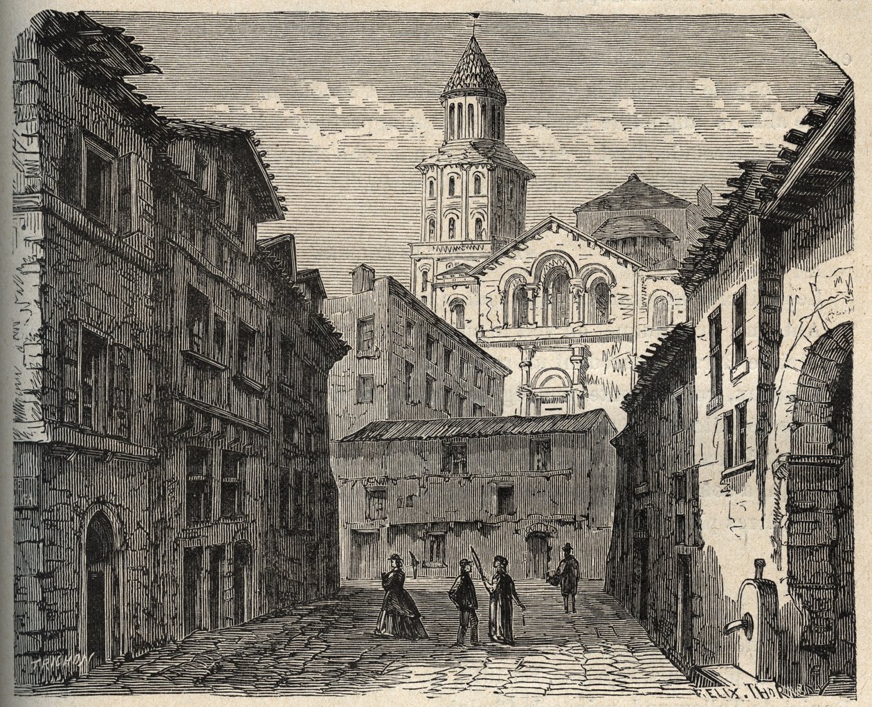 Saint-Frontin katedraali - Perigueux - Dordogne - Ranska - (Saint Front) -kaiverrus kirjaimella "" PATRIE"" - PECTUREQUIREQUE RANSKAN KUVAUS 6 NÄTEESSÄ LUCIEN HUARD - 1800-luvun loppu tekijältä Unknown artist