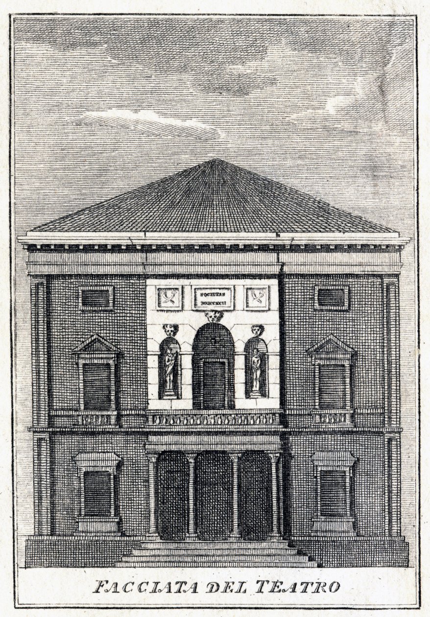 Fenice-teatterin julkisivu Venetsiassa 1800-luvun puolivälissä. tekijältä Unknown artist