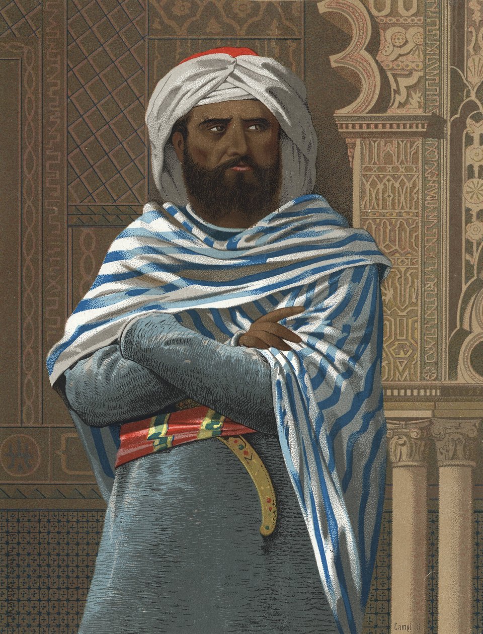 muotokuva Abd ar-Rahman I:stä, lempinimeltään ad-Dakhil, "" pakolainen"" (731 Cordobassa, 788). Cordoban emiiri (756-788) miesten ja naisten jälkeen. Barcelona 1877. tekijältä Unknown artist