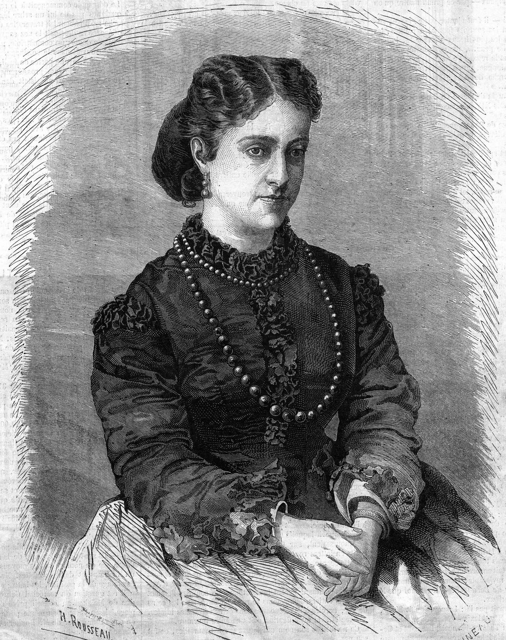 muotokuva Adelina Patista. Italialainen laulaja (1843-1919) Kaiverrus vuodelta 1864. tekijältä Unknown artist