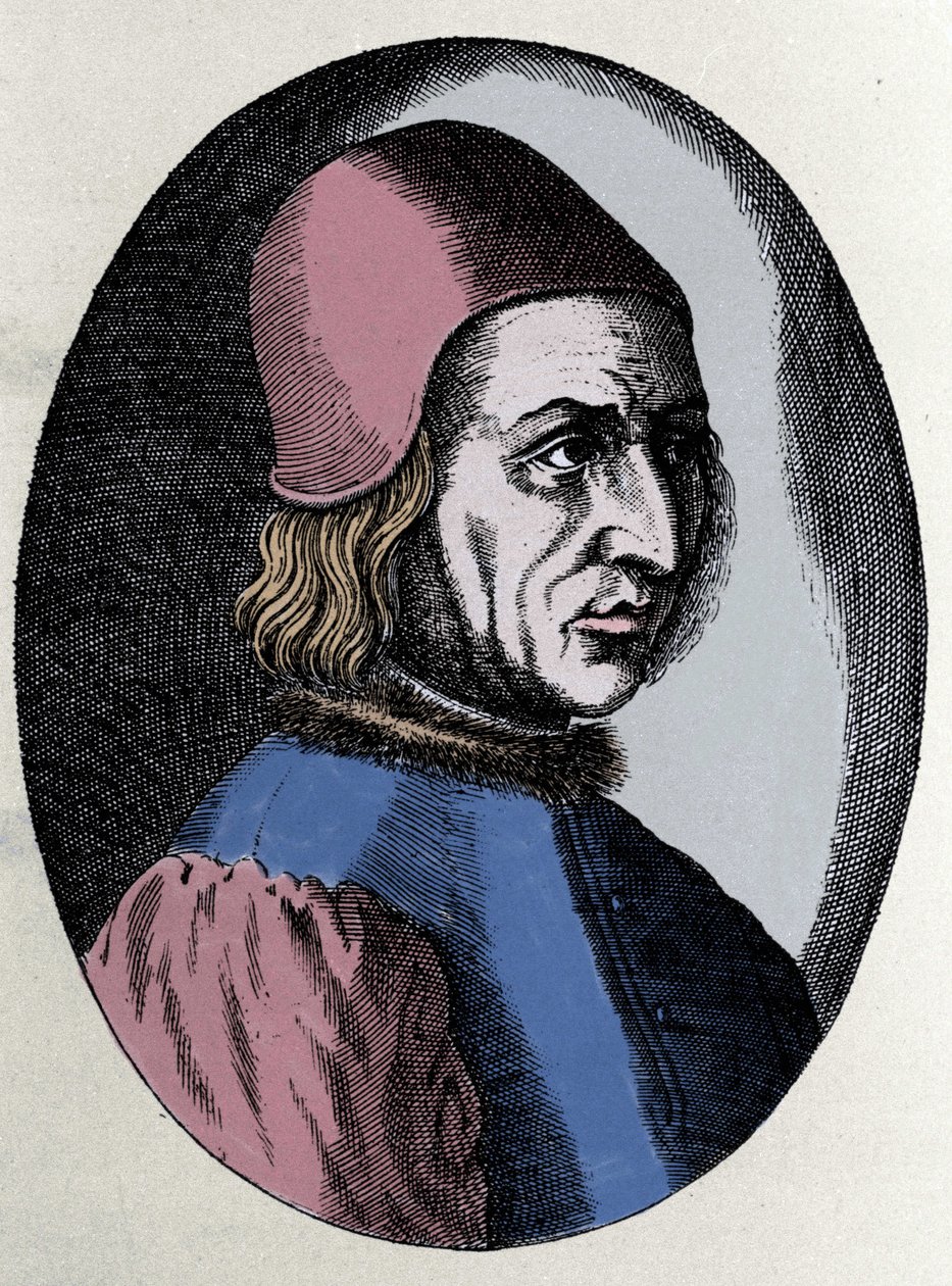muotokuva Angelo Polizianosta ((poliisienkeli) italialainen humanisti 1454-1494 tekijältä Unknown artist