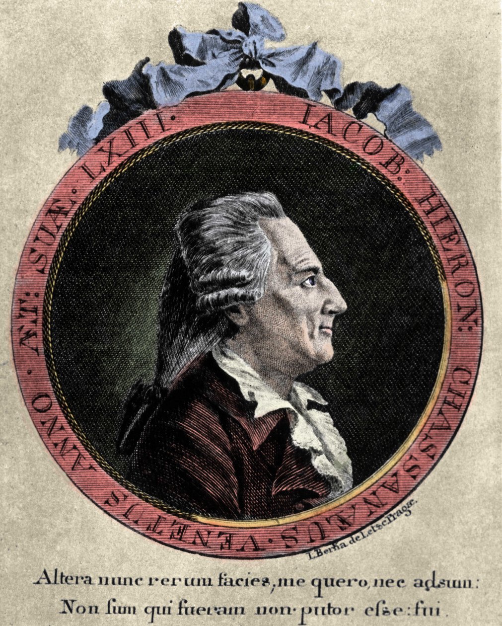 muotokuva Giovanni Giacomo Casanovasta (1725-1798), italialainen seikkailija ja kirjailija. Johann Berkan muotokuva elokuvasta "" Icosameron tai Historia of Edward ja Elizabeth, jotka viettävät kahdeksankymmentäyksi vuotta Megamicreiden, Protocosmin alkupe tekijältä Unknown artist